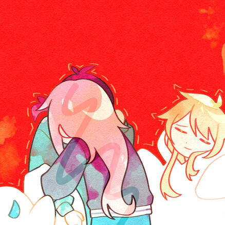 Illustration of 3 people dressed as ghosts comforting a girl