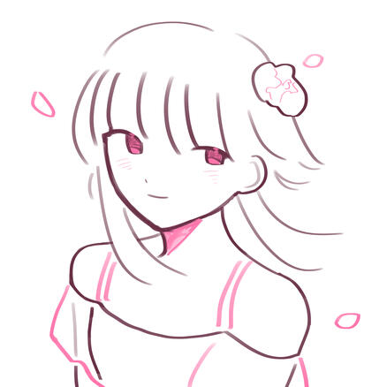 Sketch of girl with a peony in her hair